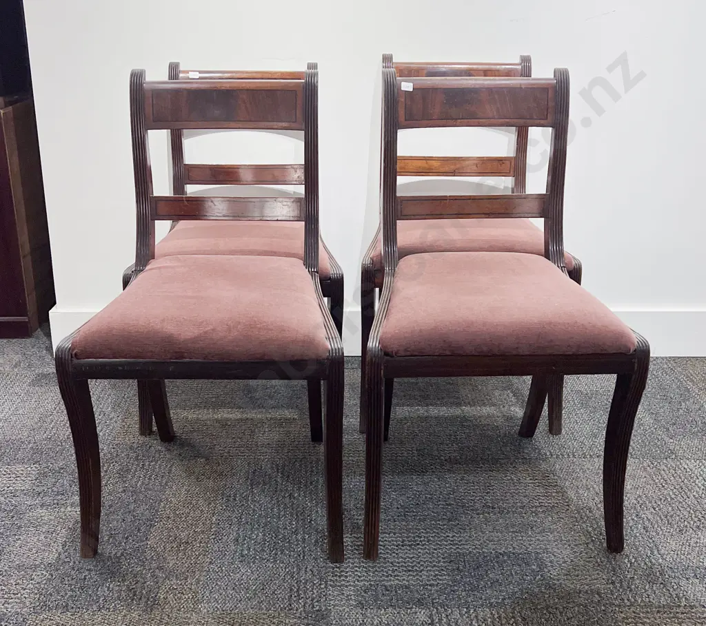 Four Georgian Mahogany Dining Chairs Image 1++
