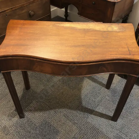 Mahogany Serpentine Fold Over Card Table