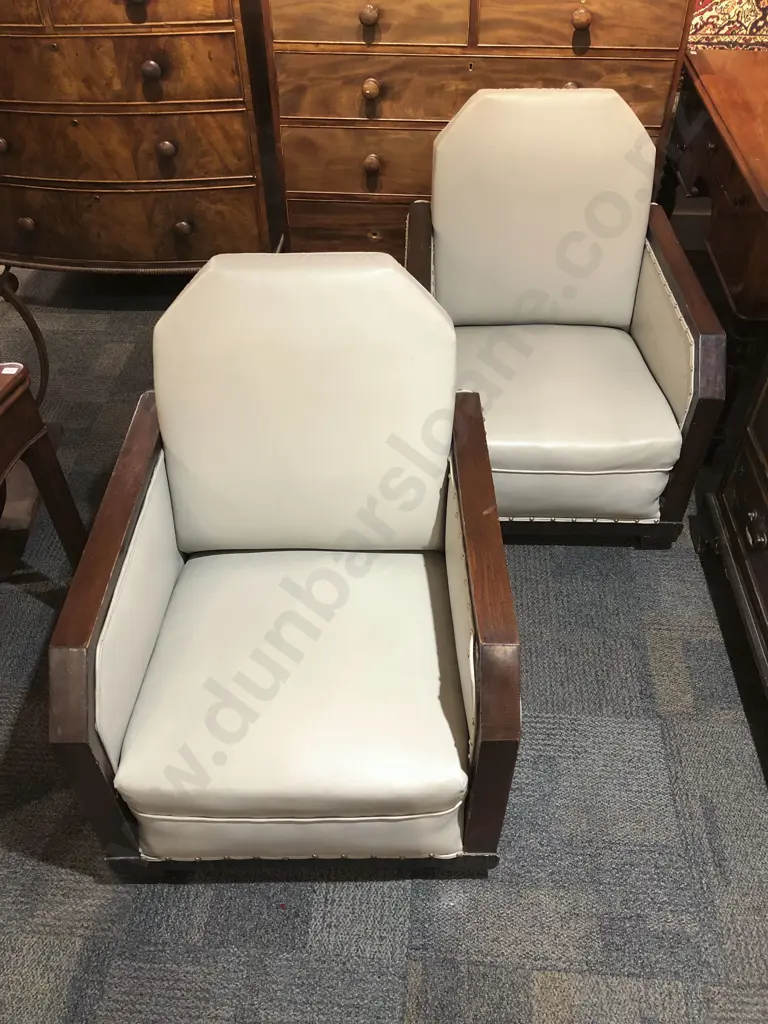 Pair of Oak Framed Armchairs Image 1++