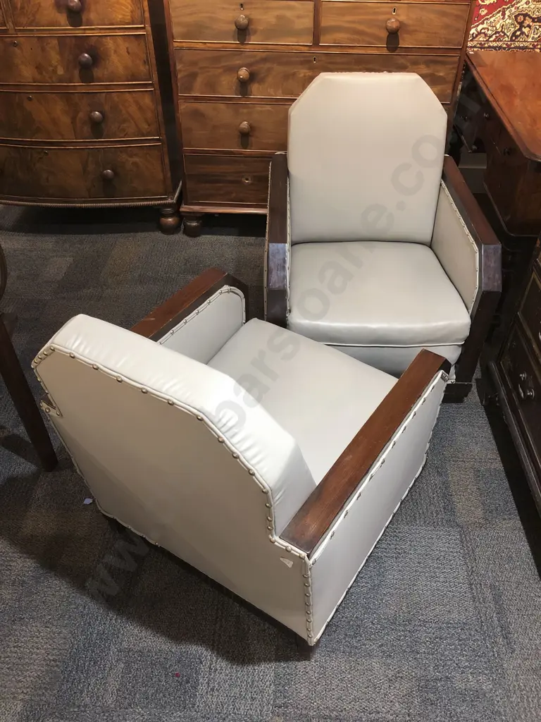 Pair of Oak Framed Armchairs Image 1++