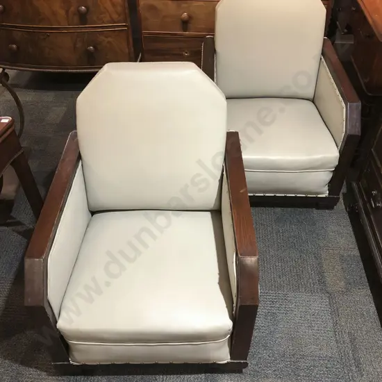 Pair of Oak Framed Armchairs