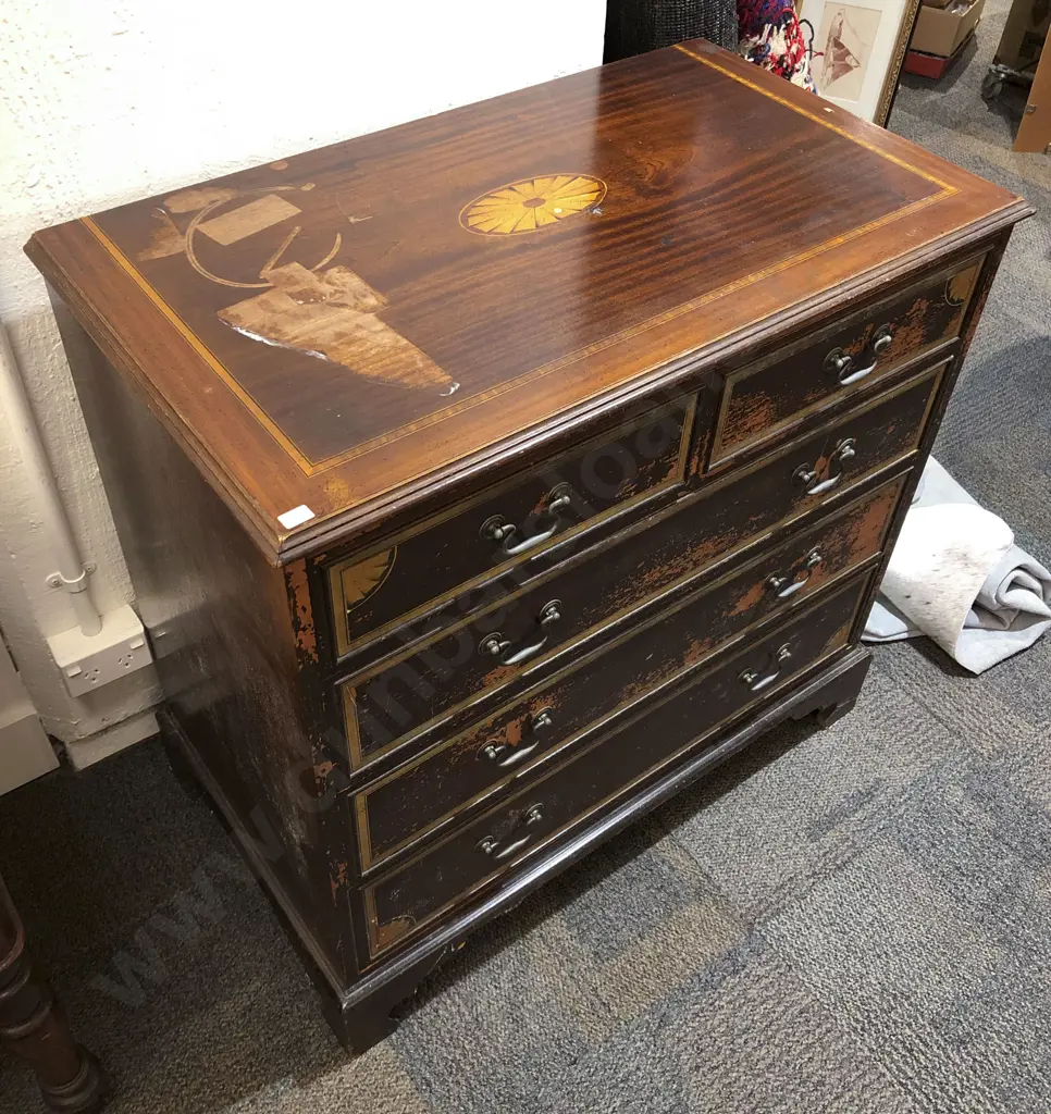 Inlaid Flat Front Chest of Drawers Image 1++