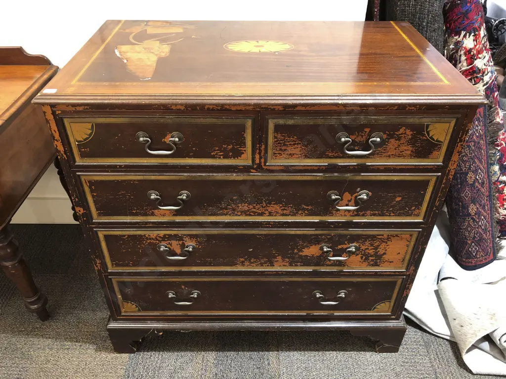 Inlaid Flat Front Chest of Drawers Image 1++