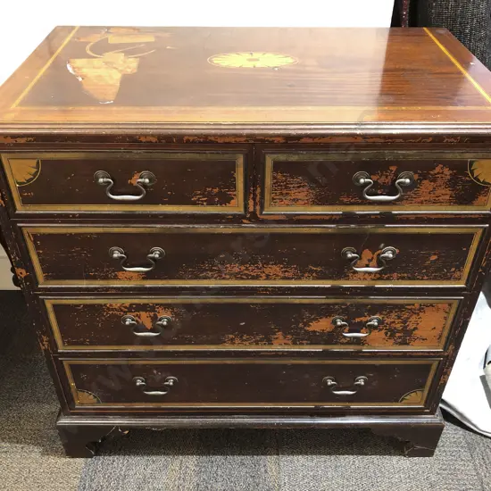 Inlaid Flat Front Chest of Drawers