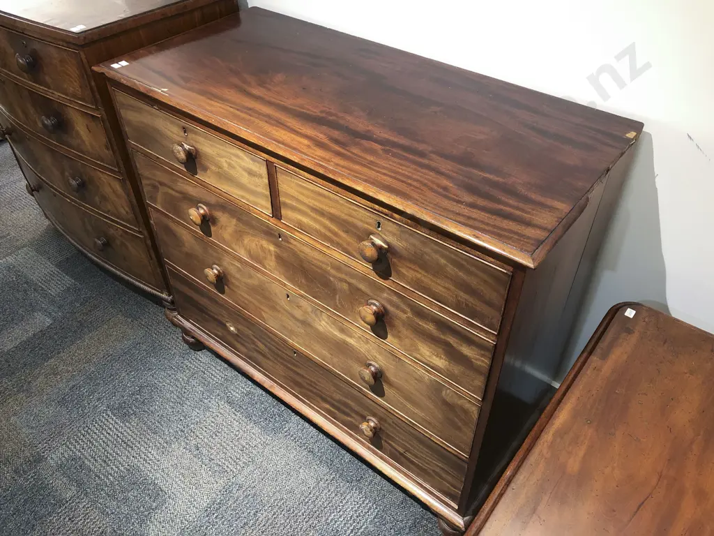 Victorian Mahogany Flat Front Chest of Drawers Image 1++