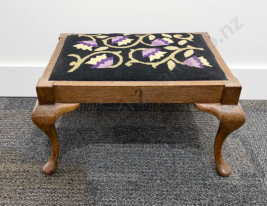 Two Assorted Tapestry Topped Footstools Image 1++