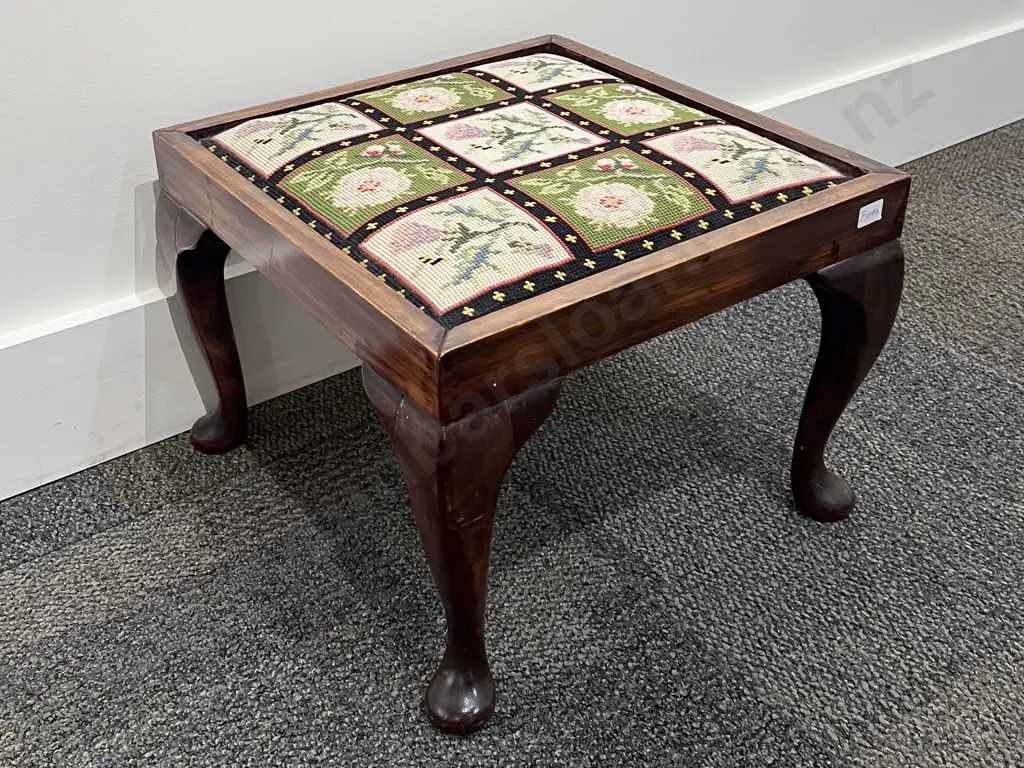 Two Assorted Tapestry Topped Footstools Image 1++