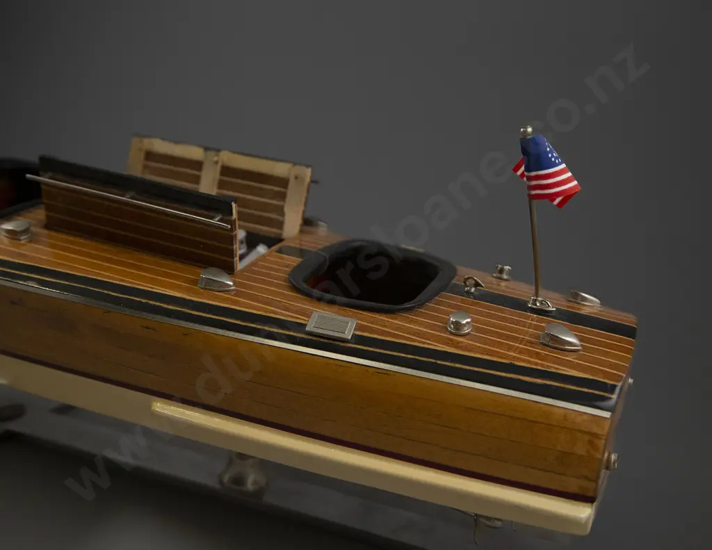 Wooden Model Of A Vintage 3 Cockpit Speedboat Image 1++