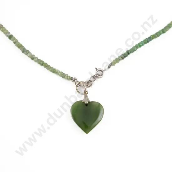 Greenstone Heart Pendant on Aventurine Bead Necklace