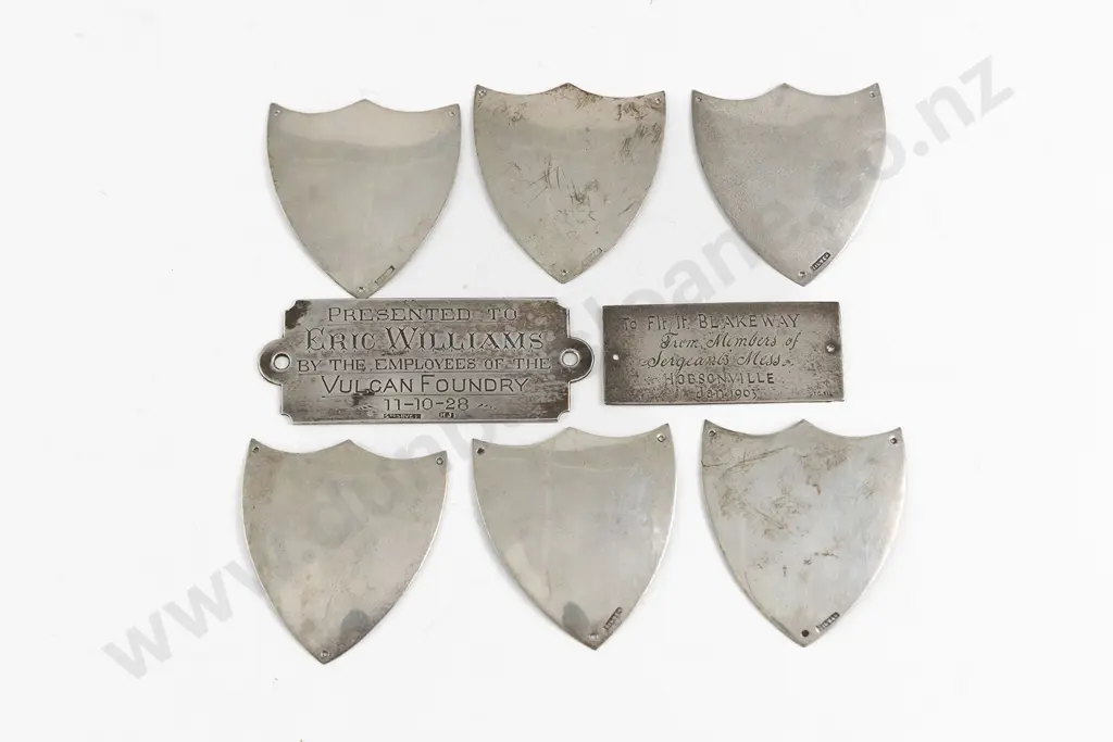Two Engraved NZ S/S Rectangular Presentation Plaques Image 1++
