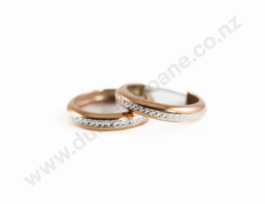 Pair 9ct Rose and White Gold Hoop Earrings Image 1++