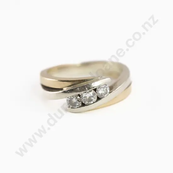 9ct Three Stone Diamond Band Ring