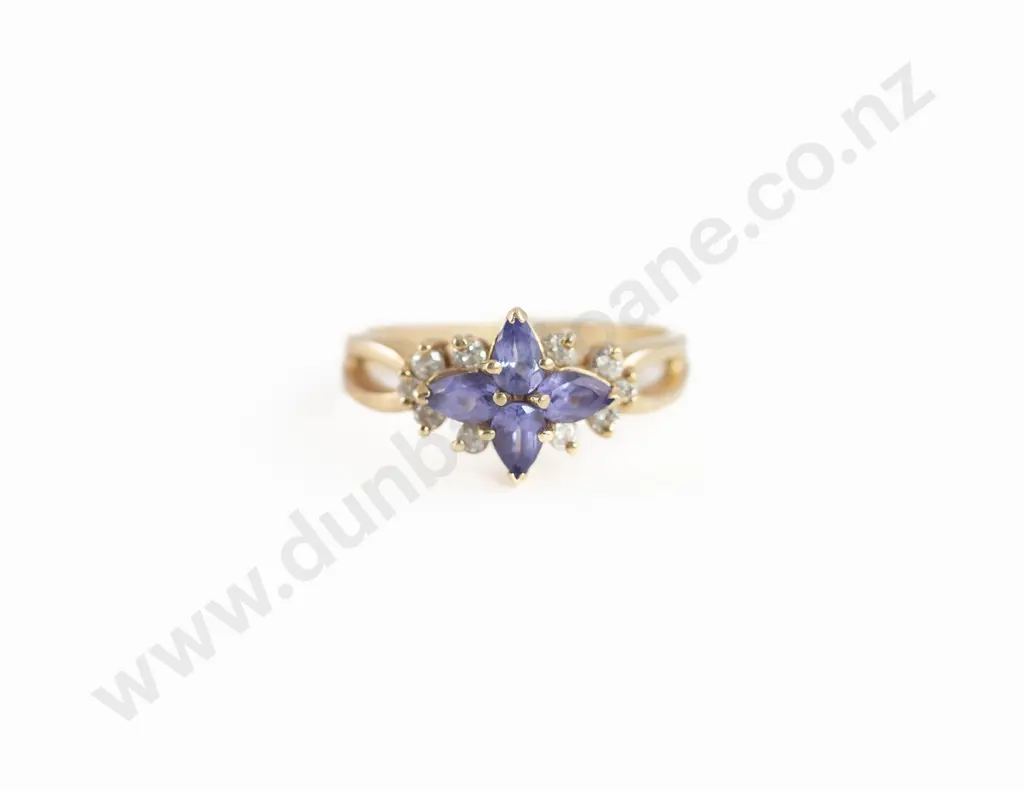 14ct 14stone Tanzanite and Diamond Cluster Ring Image 1++