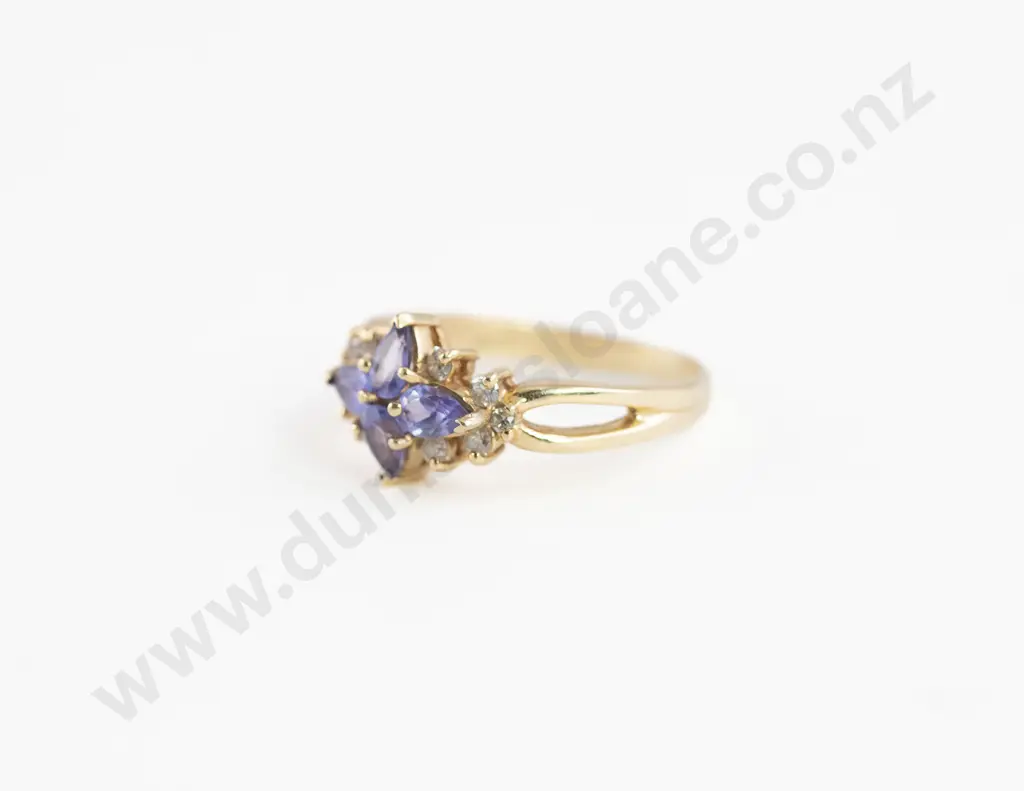 14ct 14stone Tanzanite and Diamond Cluster Ring Image 1++