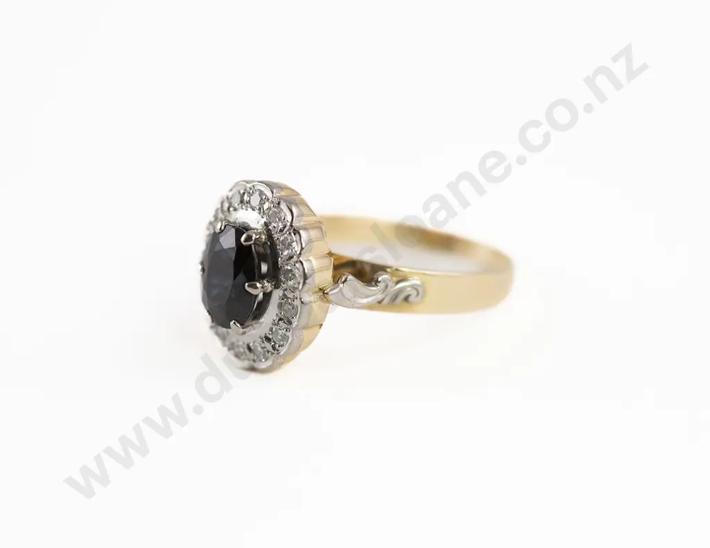 18ct 15stone Sapphire and Diamond Cluster Ring Image 1++