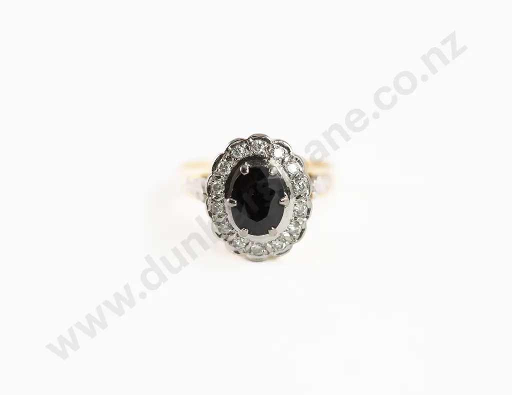 18ct 15stone Sapphire and Diamond Cluster Ring Image 1++