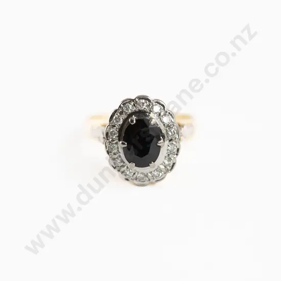 18ct 15stone Sapphire and Diamond Cluster Ring