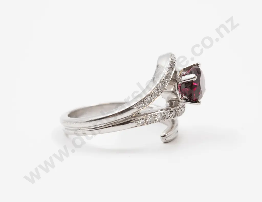 18ct White Gold 24stone Rhodolite Garnet and Diamond Dress Ring Image 1++