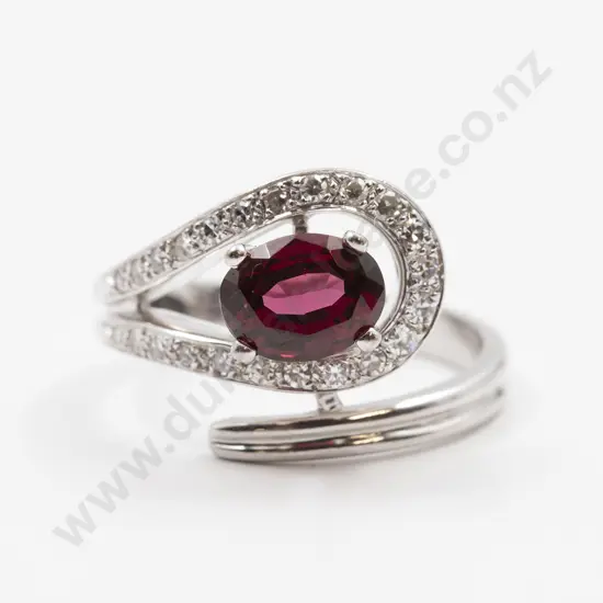 18ct White Gold 24stone Rhodolite Garnet and Diamond Dress Ring