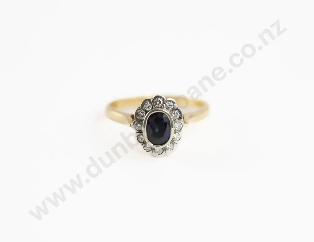 As New 18ct 13stone Sapphire & Diamond Cluster Ring Image 1++