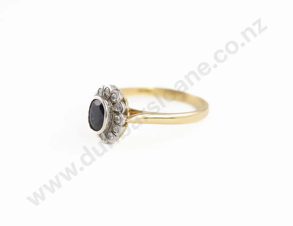 As New 18ct 13stone Sapphire & Diamond Cluster Ring Image 1++