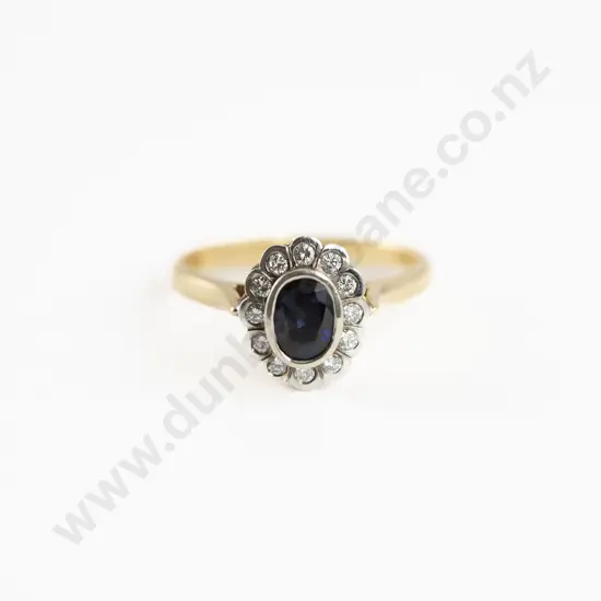 As New 18ct 13stone Sapphire & Diamond Cluster Ring