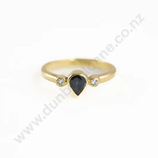 18ct Three Stone Sapphire and Diamond Bridge Ring