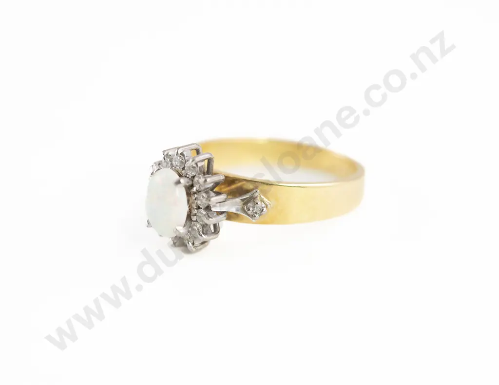 18ct 15stone Opal and Diamond Cluster Ring Image 1++