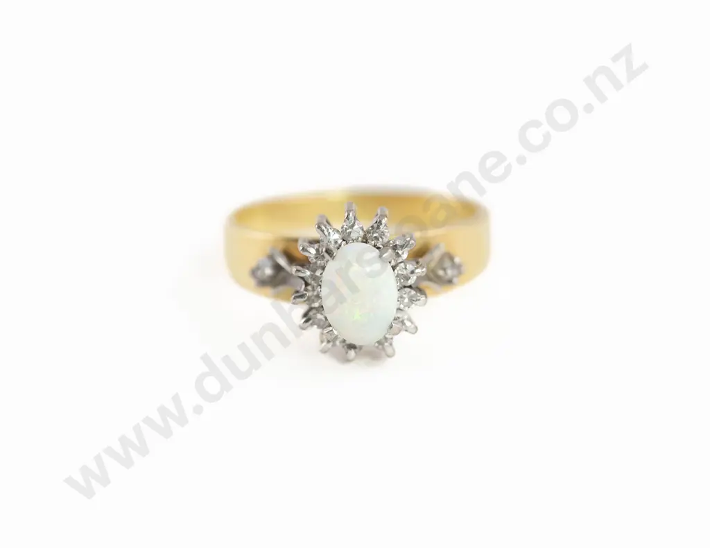 18ct 15stone Opal and Diamond Cluster Ring Image 1++