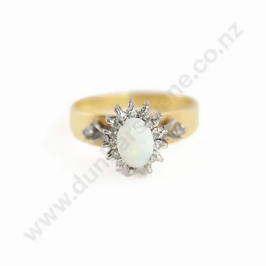 18ct 15stone Opal and Diamond Cluster Ring