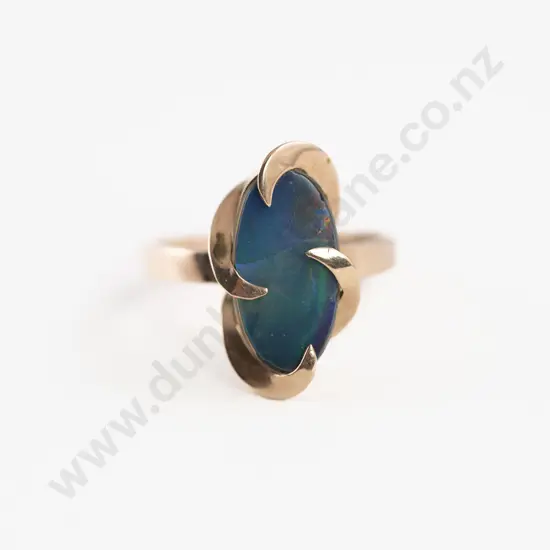 9ct SIngle Opal Triplex Dress Ring