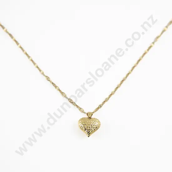 18ct Gold Gilt Fancy Link Neck Chain with Heart Pendant