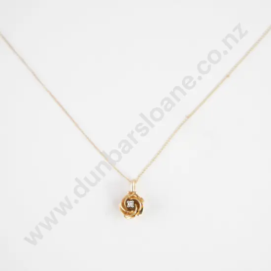 14ct Single Diamond Pendant on Fine Neck Chain
