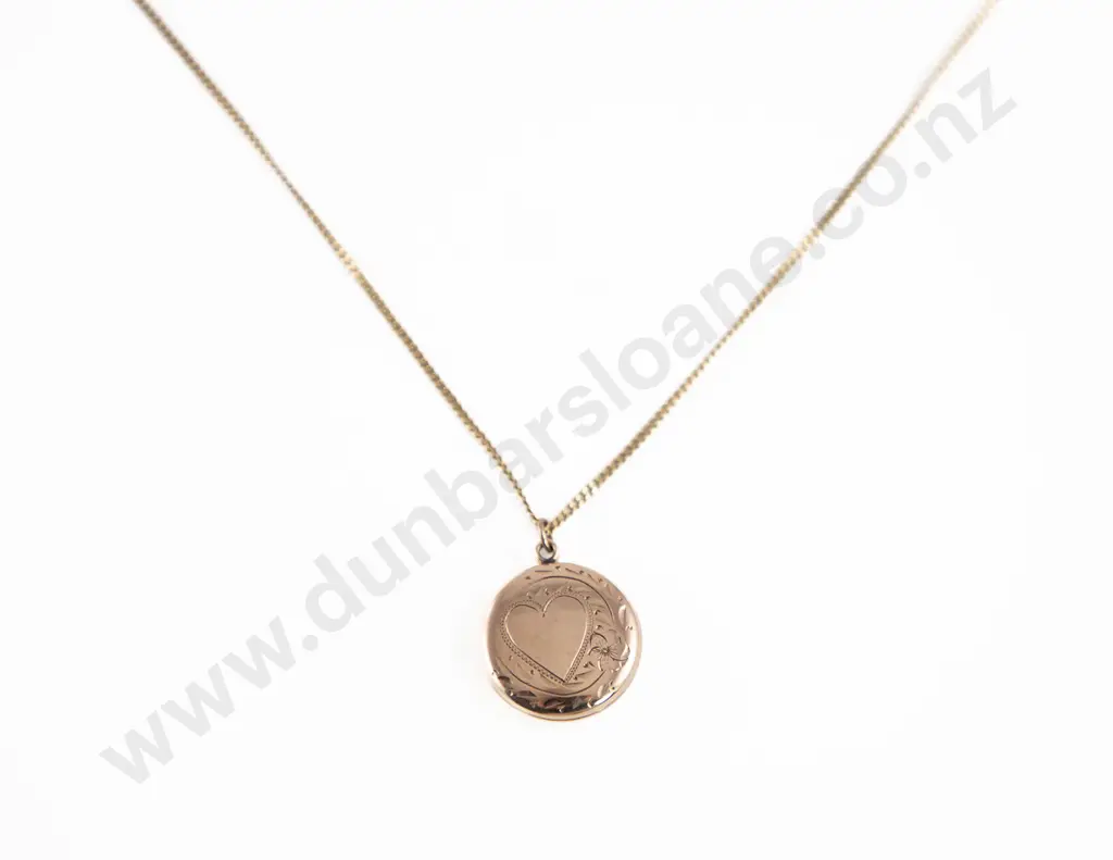9ct Circular Photo Locket on Fine Curb Link Neck Chain Image 1++