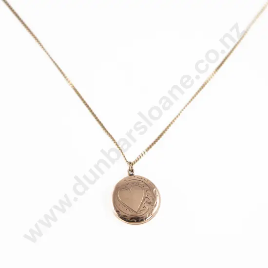 9ct Circular Photo Locket on Fine Curb Link Neck Chain