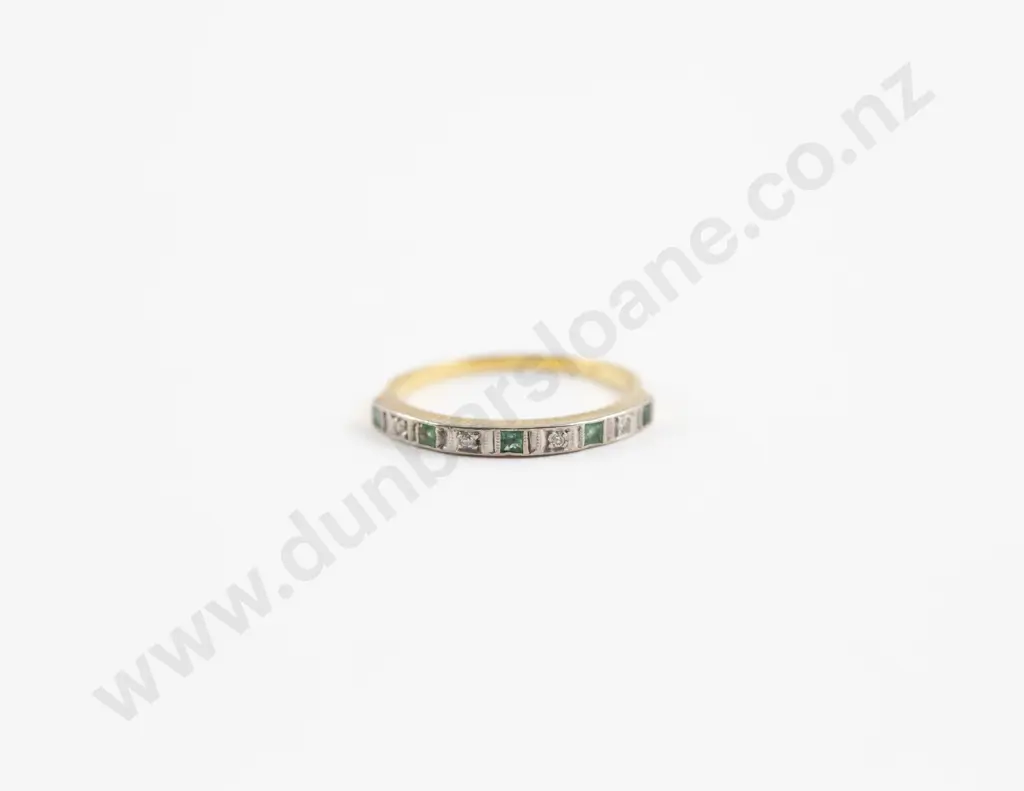 18ct Nine Stone Emerald and Diamond Eternity Band Image 1++