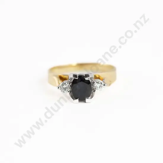 18ct Three Stone Sapphire and Diamond Bridge Ring