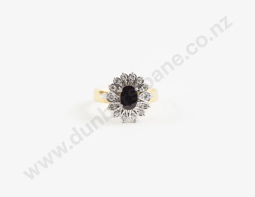 18ct 15stone Sapphire and Diamond Cluster Ring Image 1++