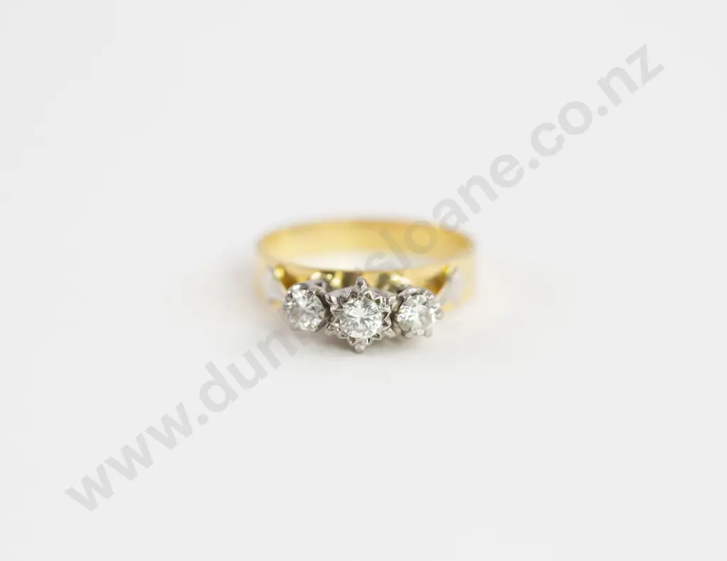 18ct Three Stone Diamond Bridge Ring Image 1++