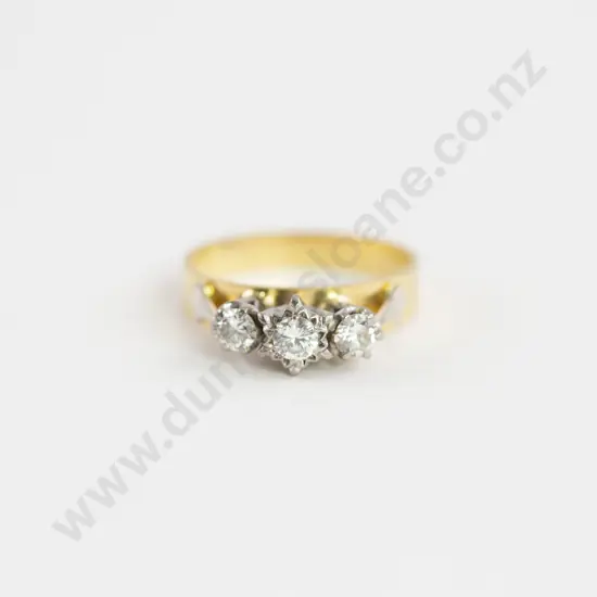 18ct Three Stone Diamond Bridge Ring