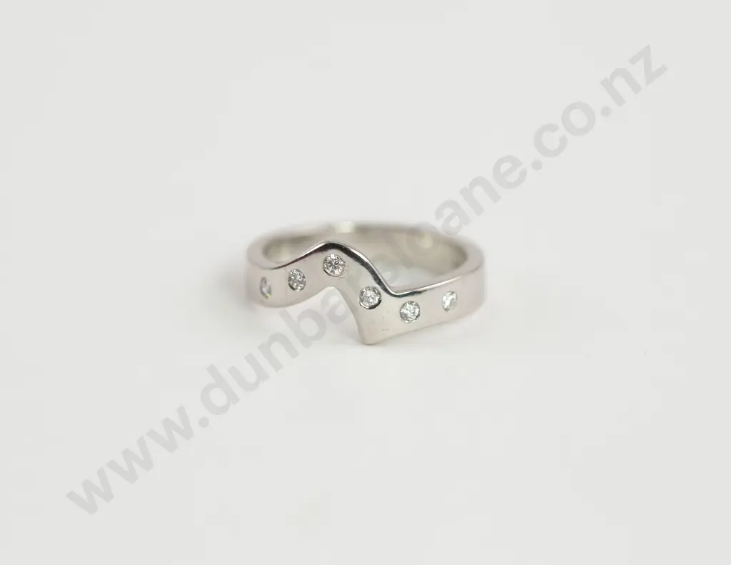 All Platinum Six Stone Diamond 'Zig Zag' Band Image 1++