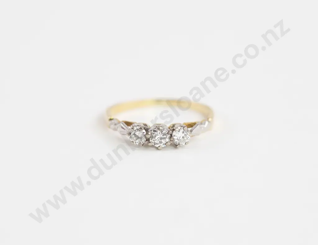 18ct Three Stone Diamond Bridge Ring Image 1++