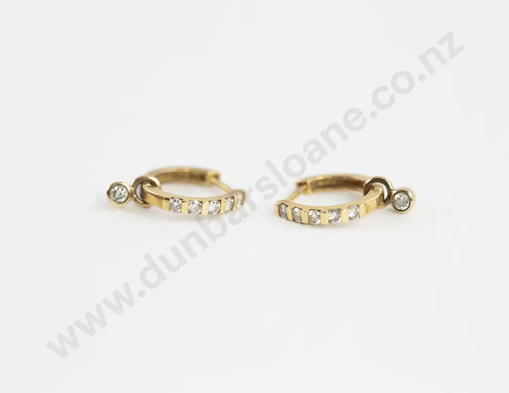 18ct and Diamond 'Huggie' Hoop Earrings Image 1++