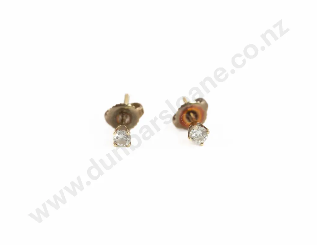 Pair 9ct Single Diamond Stud Earrings Image 1++