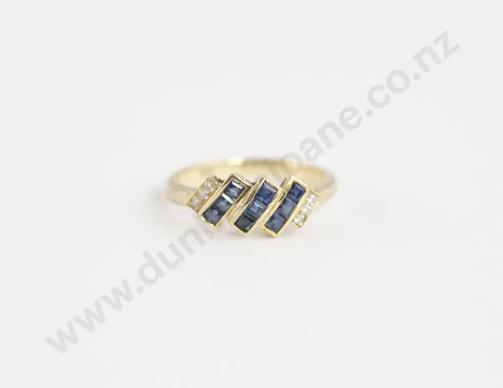 14ct 21stone Sapphire and Diamond Band Ring Image 1++