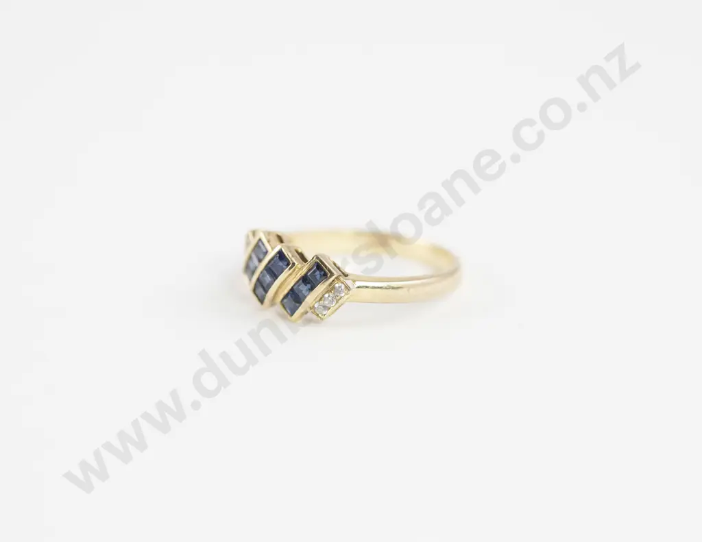 14ct 21stone Sapphire and Diamond Band Ring Image 1++