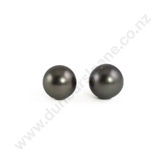 Pair S/S Mounted Single 8mm Black Pearl Stud Earrings