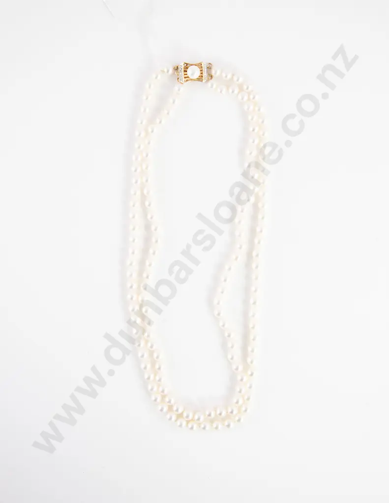 Uniform Double Strand Cultured Pearl Necklace Image 1++