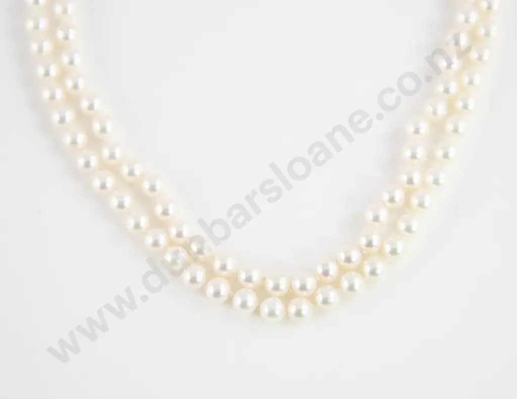 Uniform Double Strand Cultured Pearl Necklace Image 1++