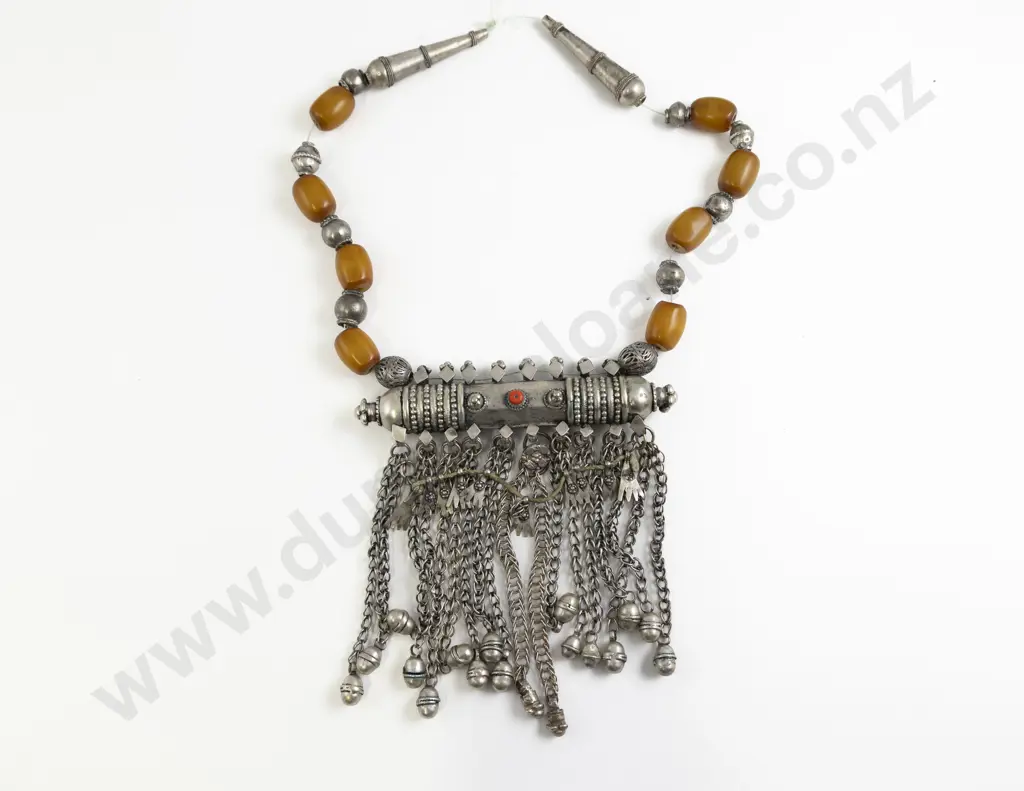Antique Yemen Hirz Amulet Silver Metal Pendant Necklace Image 1++